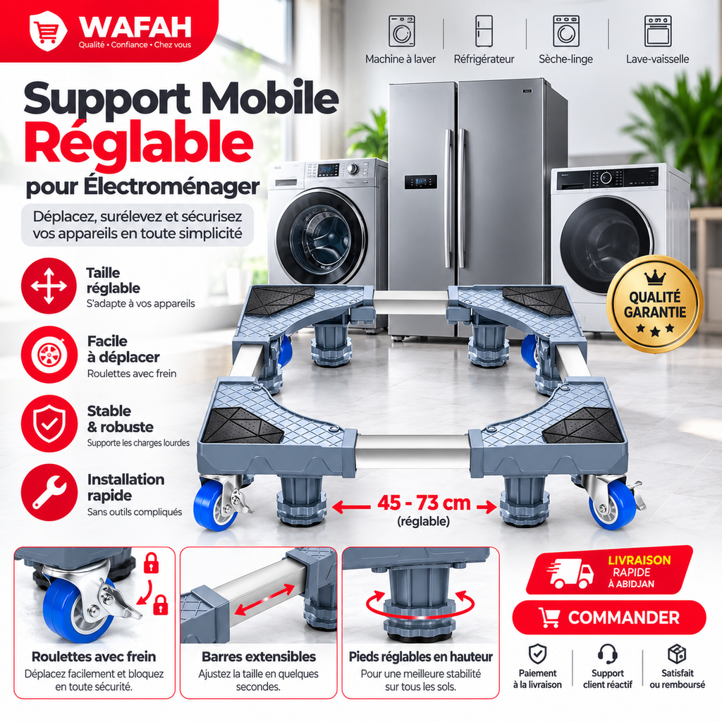 Support Mobile Réglable pour Électroménager