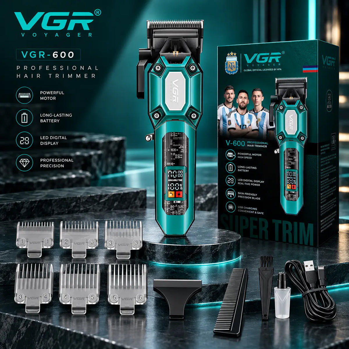 VGR-600 – Tondeuse Professionnelle Rechargeable pour Cheveux & Barbe